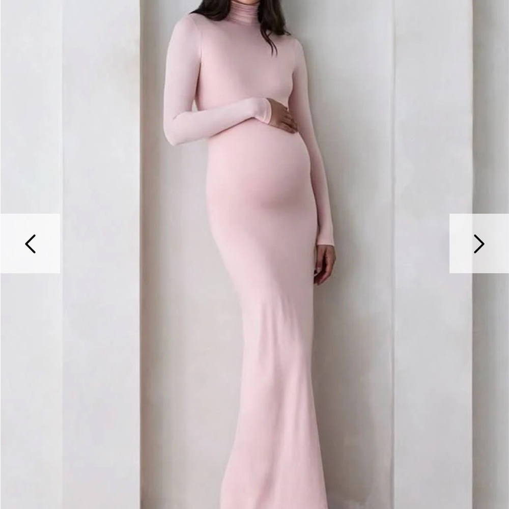 EUC L The Bumpsuit Monica Maternity Dress- Dusty Pink turtleneck maxi